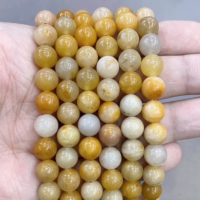 Natural Yellow Aventurine Gem Round Beads for Jewelry Making DIY Bracelet Necklace Ear Studs Charm 15