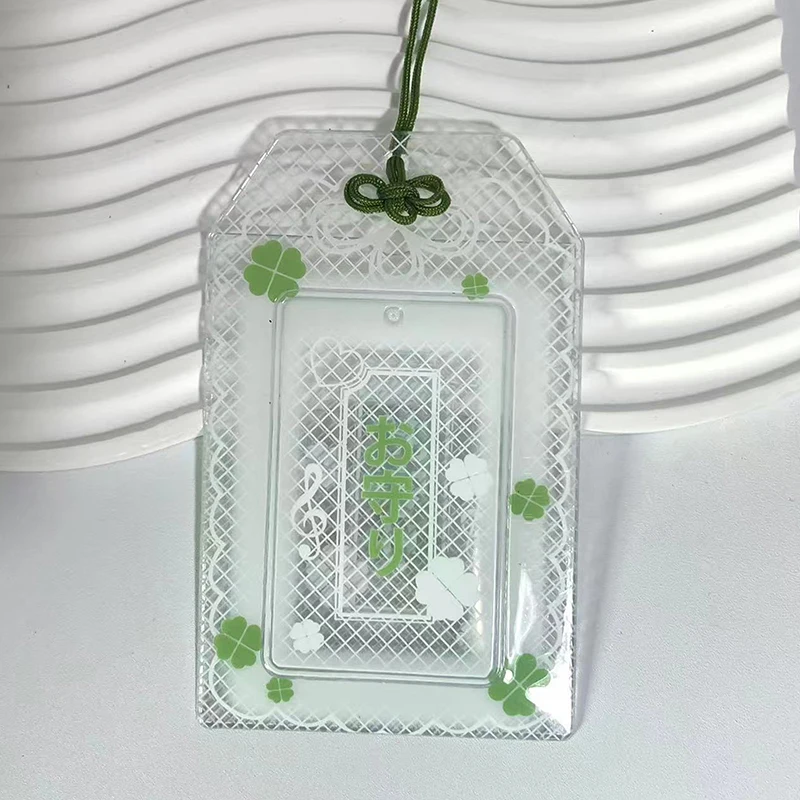 1 قطعة حامل بطاقة PVC الوردي ساكورا إطار صور الأخضر البرسيم Photocard الأكمام Kpop المعبود مشبك بطاقات غطاء بطاقة هدية الإبداعية #6