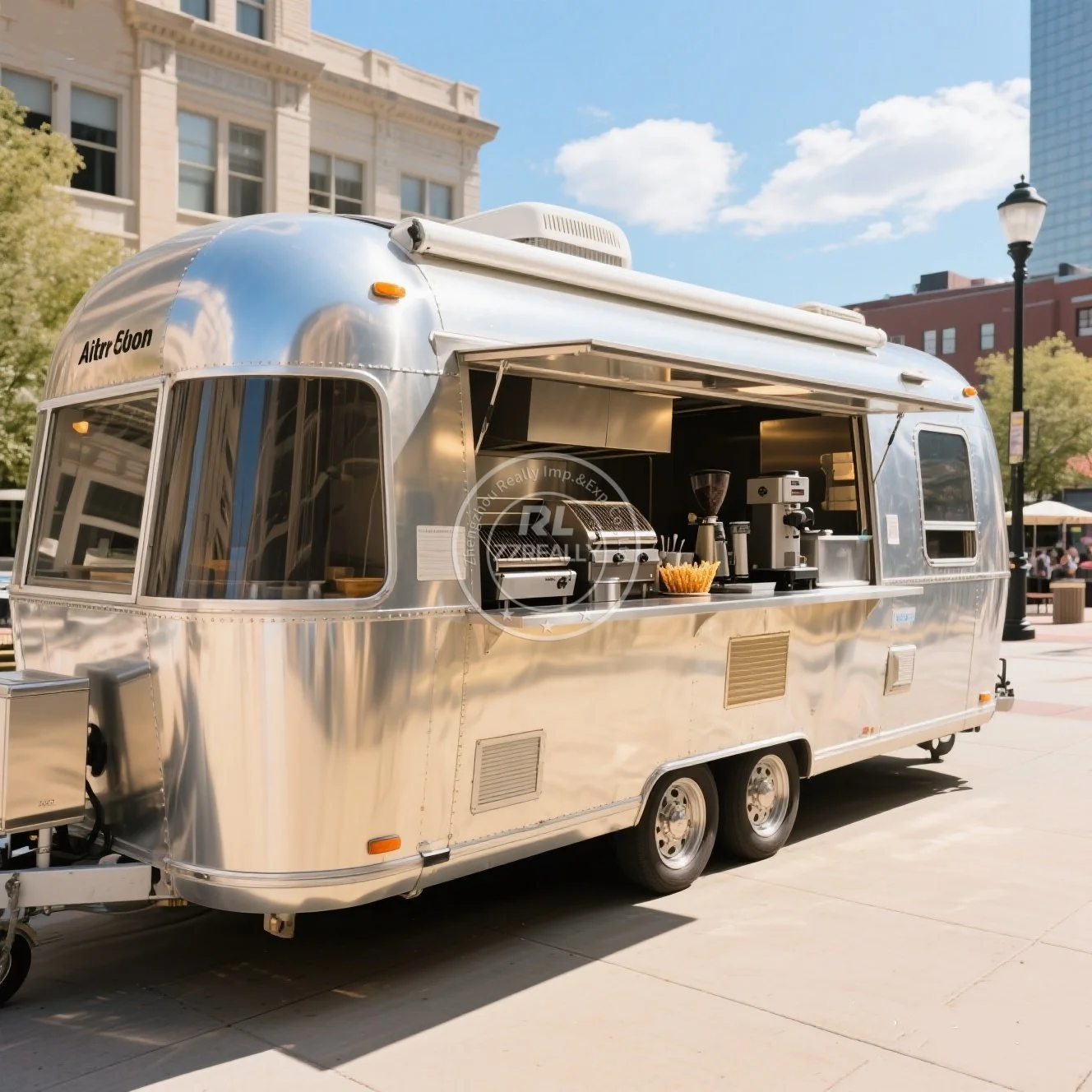 

Air Stream Food Truck Customized Food Trailer With Full Kitchen Equipment Street Ice Cream Cart Catering Trailer For Sale