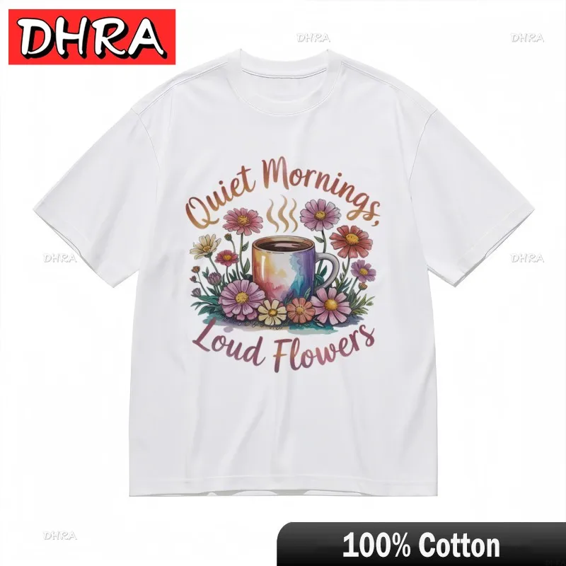 تي شيرت نسائي كلاسيكي كبير الحجم متعدد الألوان مع كوب تبخير جرافيك تي شيرت ملابس الشارع لأسلوب الصيف #1