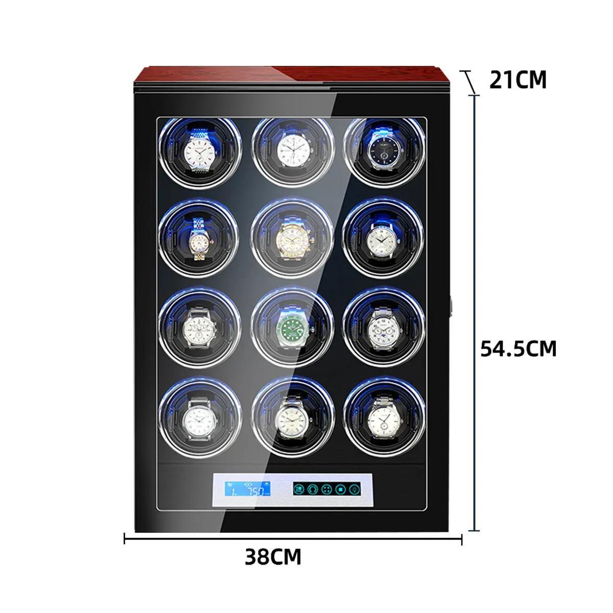 Custom Logo 12 Slots LED luxry Automatic Watch Winder