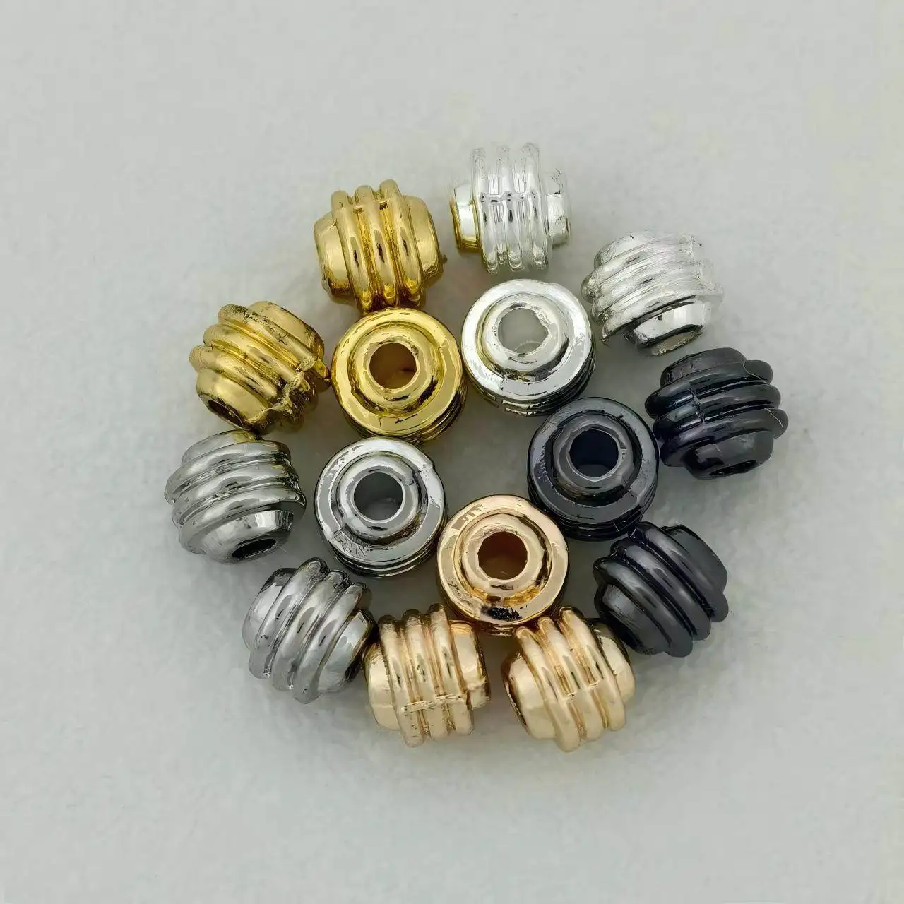 

10 шт. позолоченных медных бусин-разделителей с спиральной полоской для самостоятельного изготовления браслетов, ожерелий, аксессуаров, материалов для ювелирных изделий, оптом