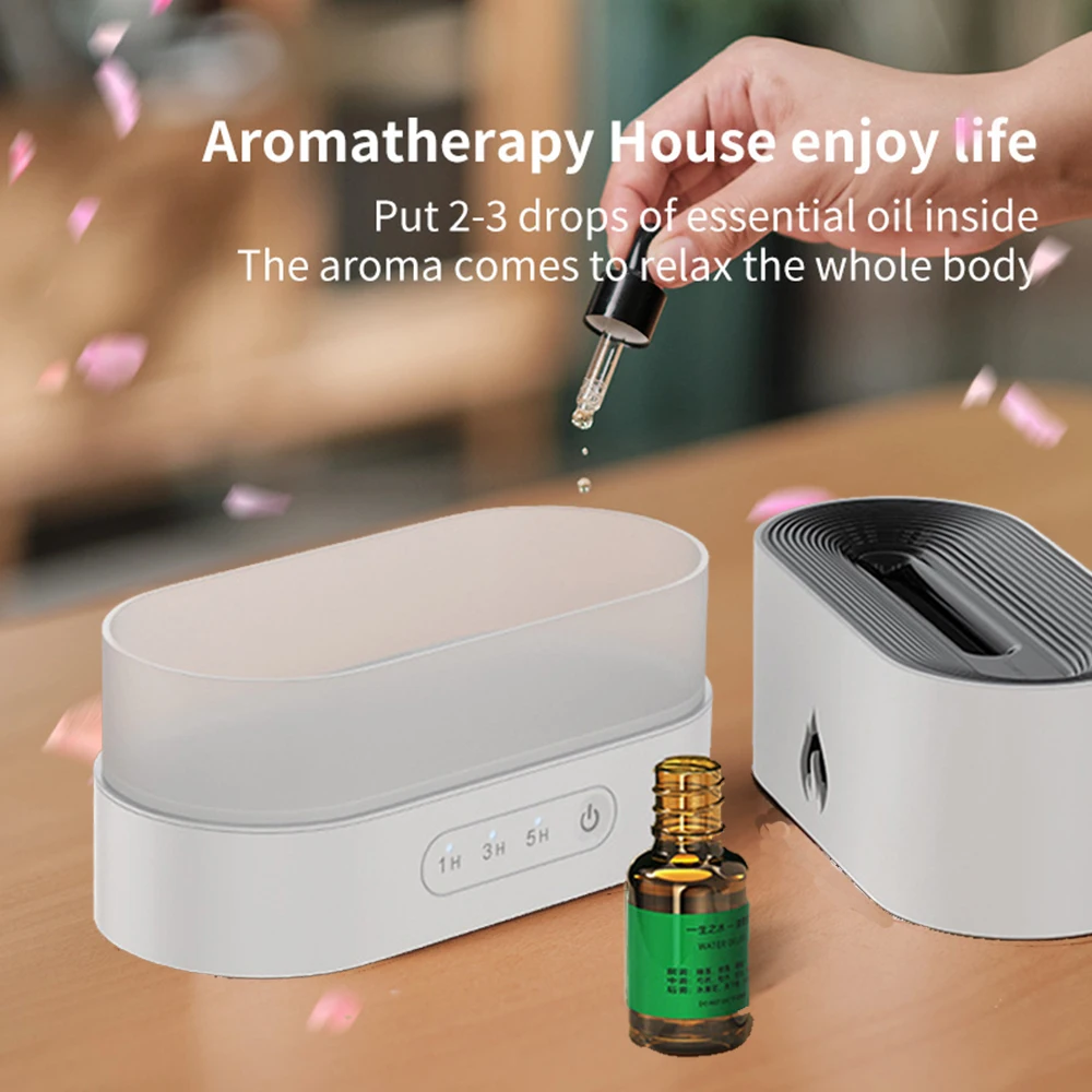 WHDPETS – diffuseur d'huile essentielle avec humidificateur d'air flamme, pulvérisateur à brume fraîche avec 7 couleurs, veilleuse pour maison, 200ml