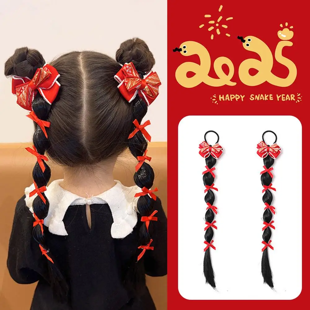 2 pièces/ensemble enfants mignon noeud chinois perruque pendentif ornement pinces à cheveux filles belles Barrettes douces épingles à cheveux enfants cheveux accessoires