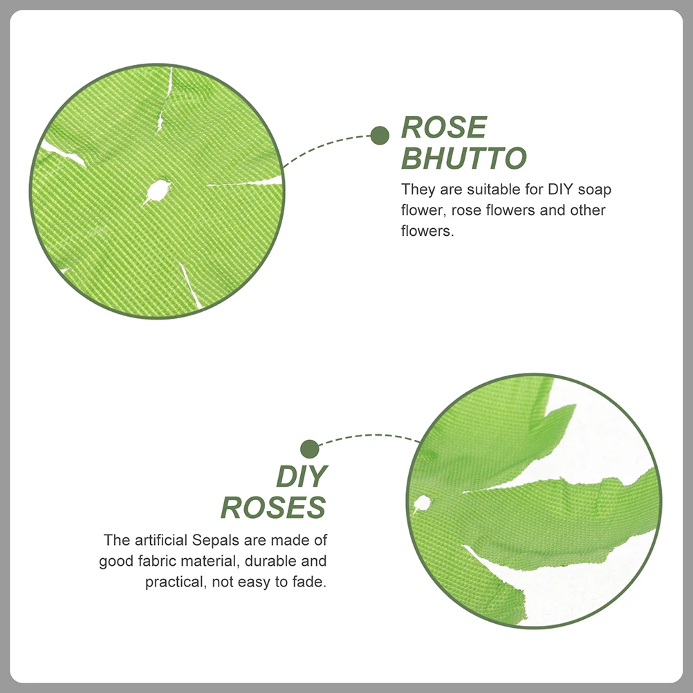 100 pçs rosa flor calalyxes tecido verde seals para diy flores artificiais fazendo flores falsas calalyxes receptáculos artesanato suprimentos