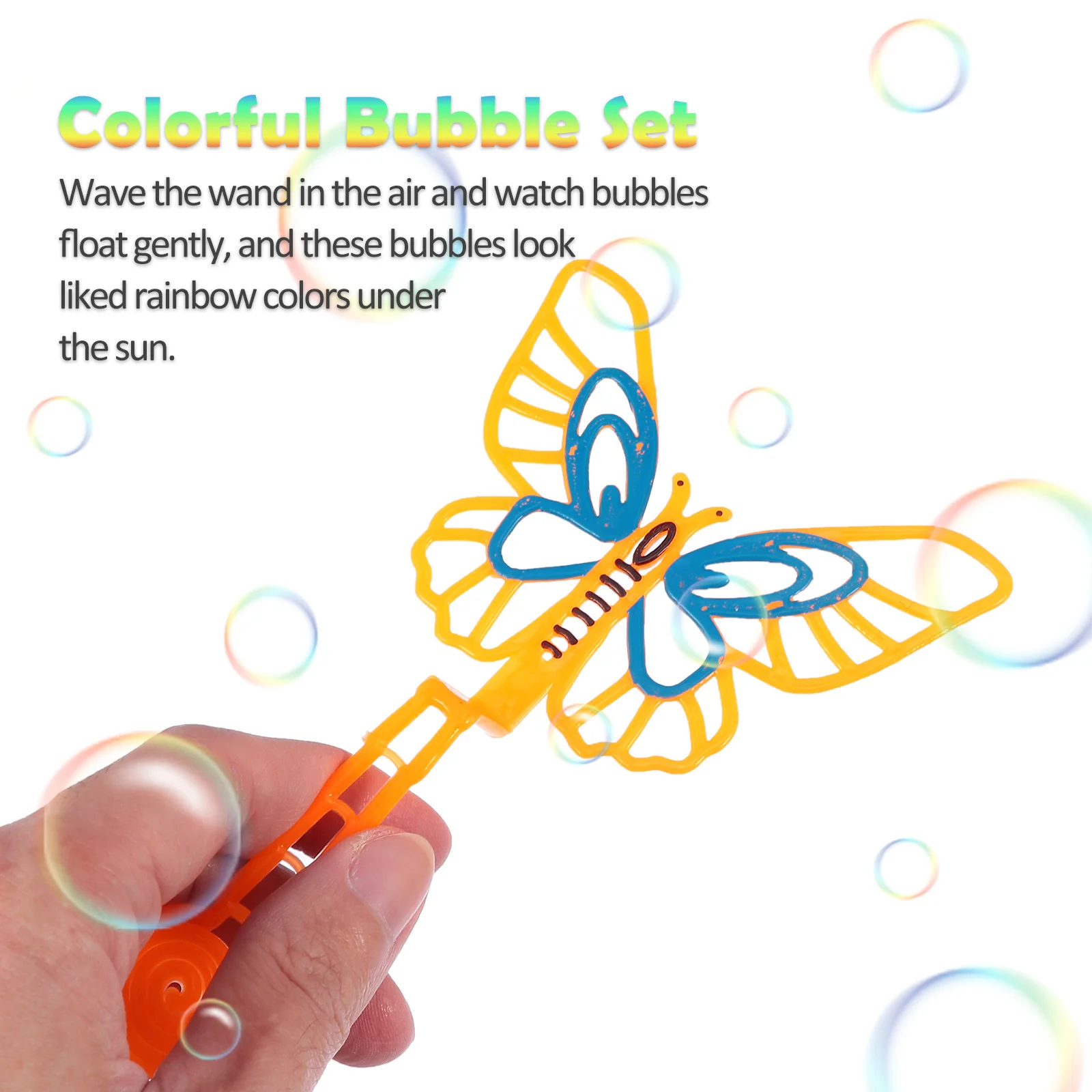 3Sets Colorful Bubble Maker Set Safe Material Generate Multiple Bubbles Rainbow Effect Kids Interactive Play Backyard Beach