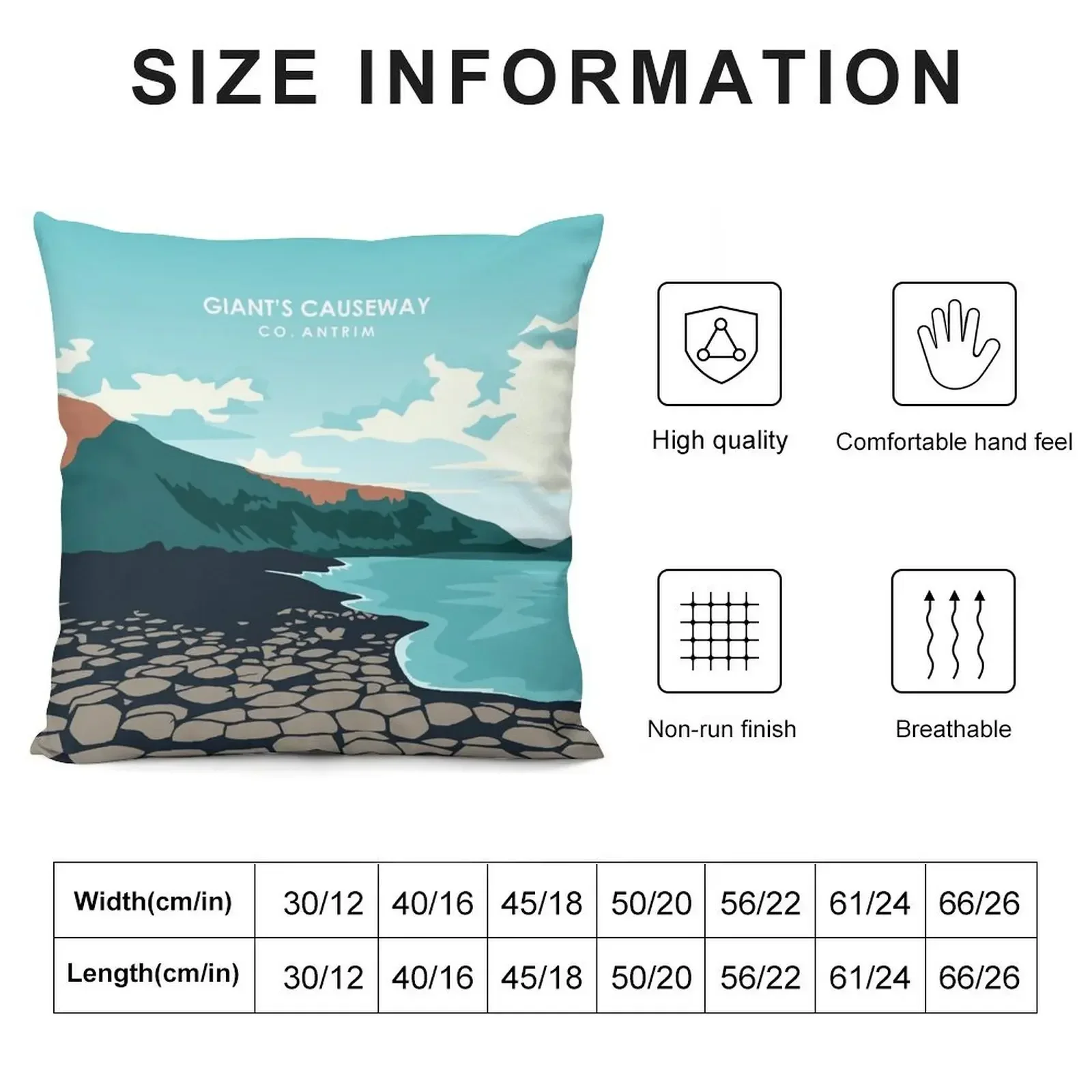 Giant's Causeway Northern Ireland Retro Travel Poster Throw Pillow Cushions Plaid Sofa pillow