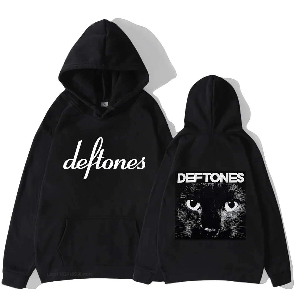 Deftones Cat Hoodies for Men Vintage Punk Rock Band Casual Long Sleeve Sweatshirt Hip Hop Gothic Streetwear Women Y2k Sudaderas