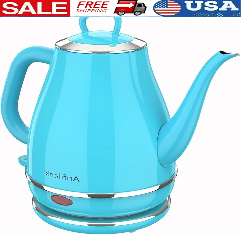 

Electric Gooseneck Kettle 1500W Fast Boil 1L Stainless Steel BPA Free Pour Over Coffee Tea Kettle Automatic Shut Off Boil Dry