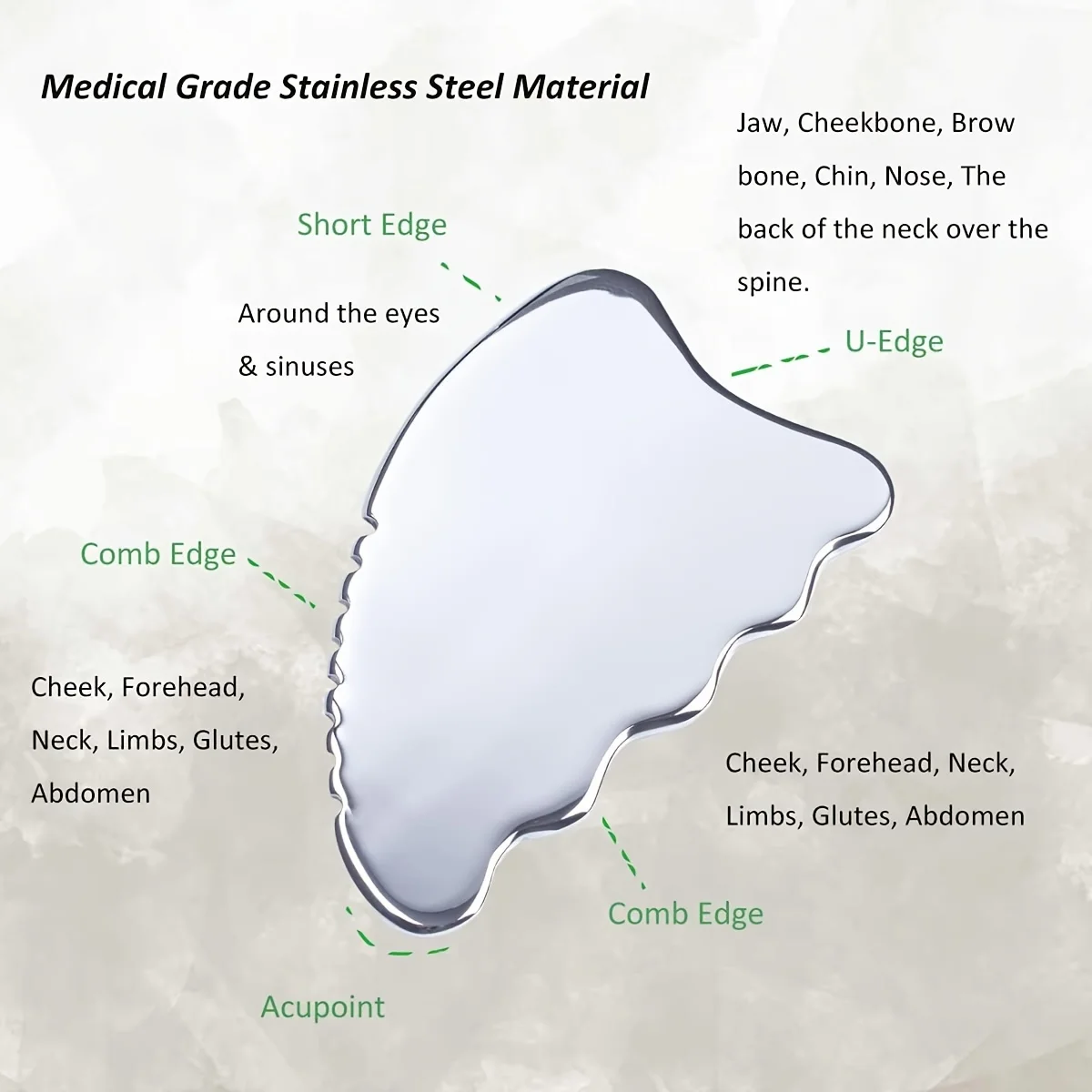 스테인리스 스틸 얼굴 마사지 괄사 도구 수동 마사지 스틱 턱선 조형 및 부기 감소 피부 관리 마사지기