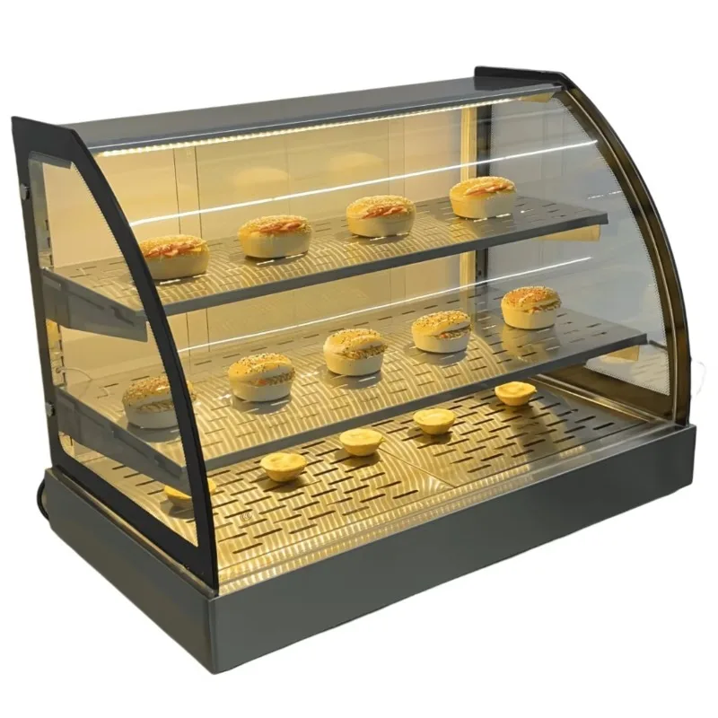 Electric Metal Insulated Hot Drinks Display Cabinet for Coffee Shops for Restaurant Chicken Fries Warmer Showcase