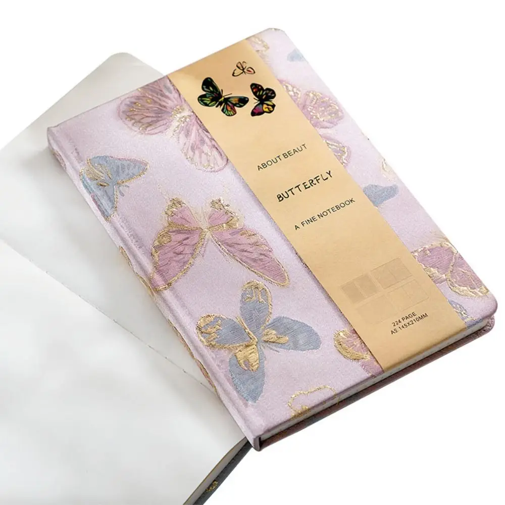 Simple A5 Notebook Embroidery Butterfly Hard Cover Planner 4-in-1 Inner Pages Junk Journal Business Office