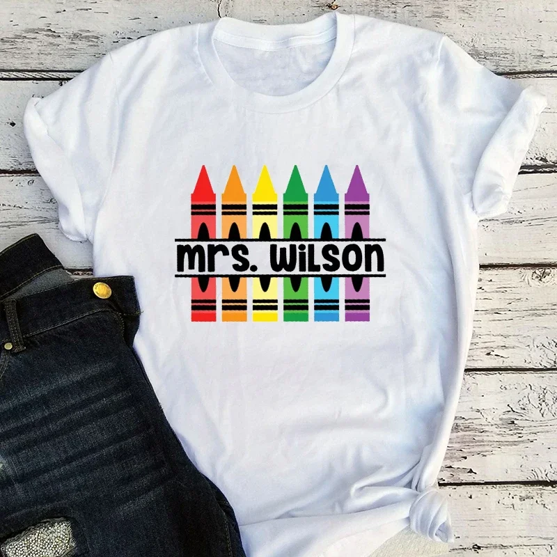 

Customized Teacher Shirt Back To School Shirt Kindergarten Teaching Shirts Personalized Name Teacher Tee Teacher Gift M