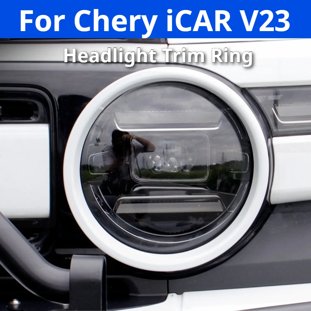 For Chery iCAR V23 Dedicated Front Headlight Decor Frame Lamp Eyebrow Trim Cover Anti-scratch Exterior Refit Parts