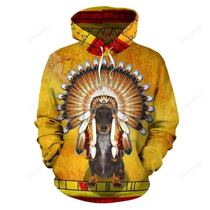 Vintage Hoodie For Men Indian Print Men‘S Hoodies Street Designer Long Sleeved Loose Oversized Sweater High Quality Men Clothing