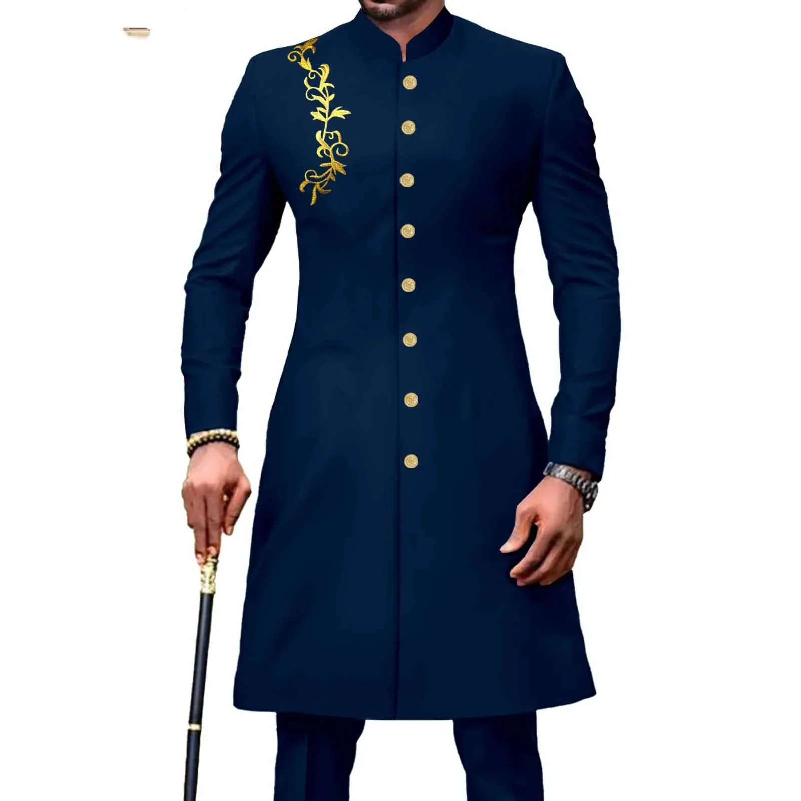 Afrikanische Kleidung für Männer Anzug 2 Stück Jacke Hosen traditionelle Hochzeit Slim Fit einfarbige Festival Party afrikanischen ethnischen Stil