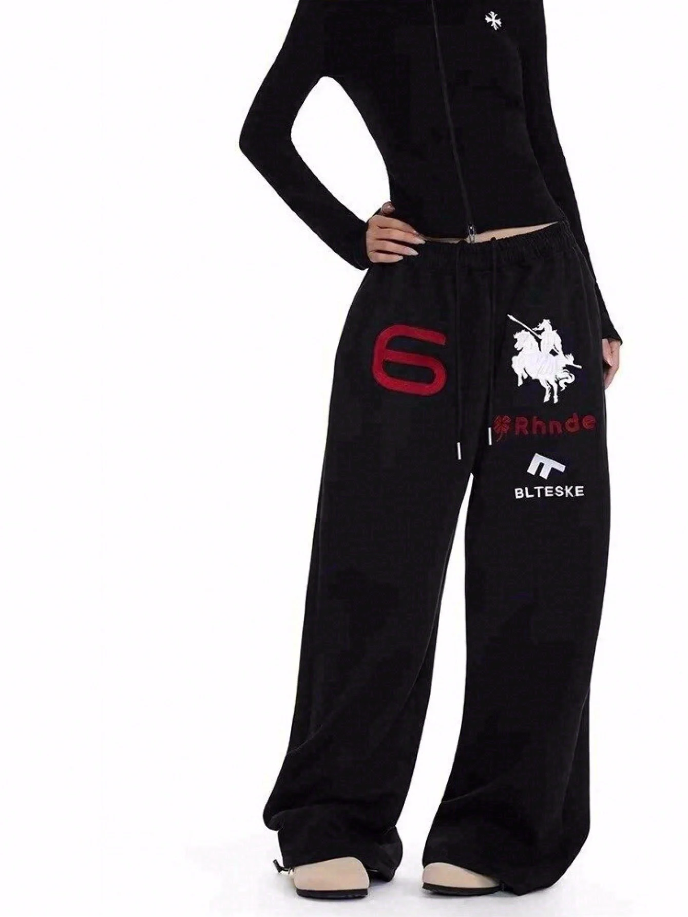 2026 Embroidered Elastic Waist Sports Sweatpants for Men and Women Loose Straight