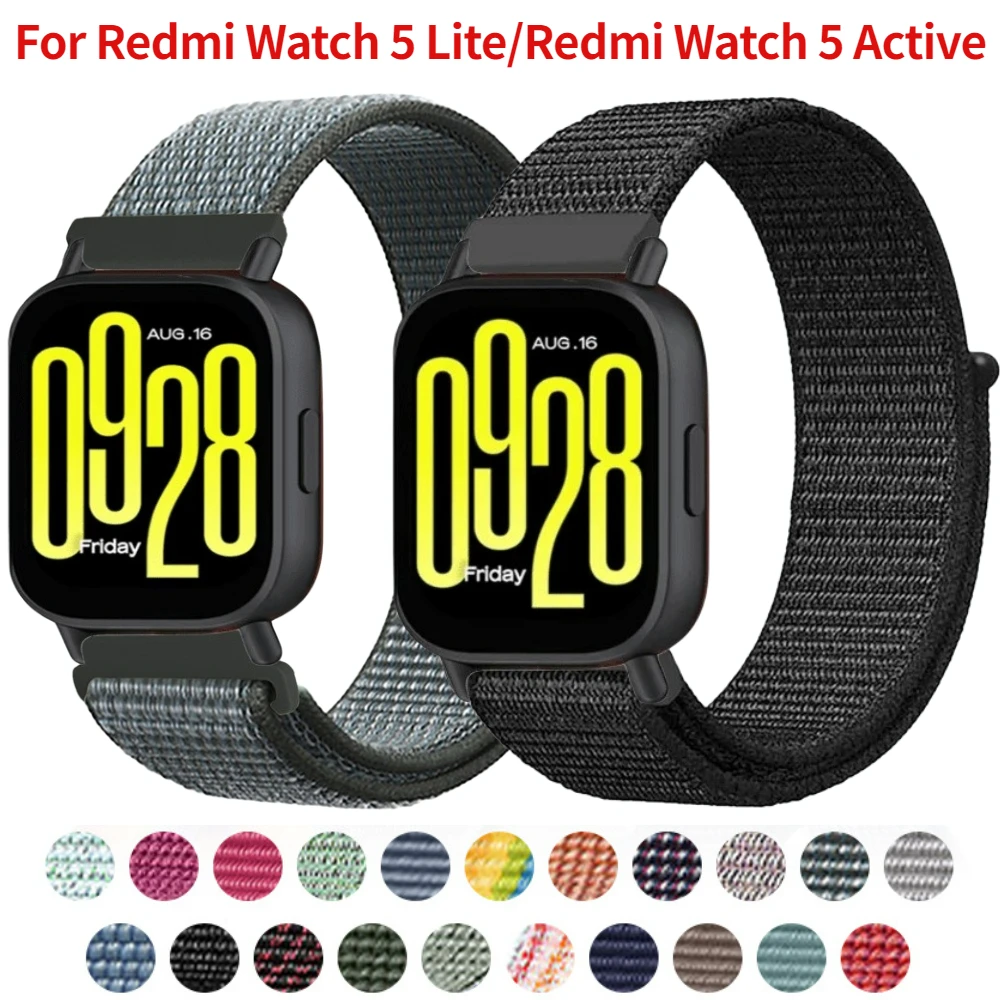 22mm Nylon Loop Band for Redmi Watch 5 Active Breathable bracelet Watchband for Redmi Watch 5 Lite Sport Wrist Strap Accessories