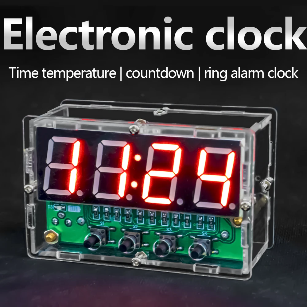 Multifunctional Rechargeable Electronic Digital Alarm Clock Kit that Displays the Temperature for Teaching to Weld DIY Products