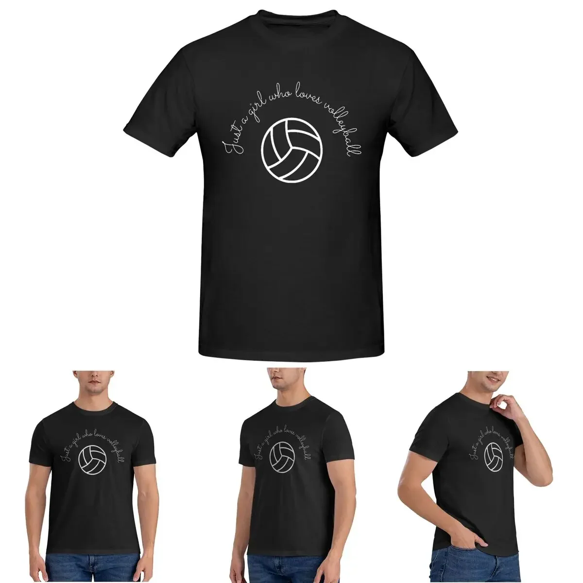 

Just A Girl Who Loves Volleyball T-Shirt for Men Cotton Plus Size T Shirts Men's Short Sleeve Crew Neck Summer Clothes Tops
