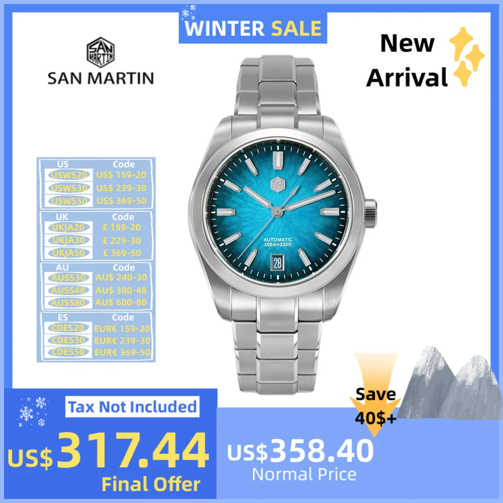 San Martin 36/39/42 mm JianZhan Uhren für Herren GADA Miyota 9015 Automatik-Armbanduhr BGW-X1 Schwimmen wasserdichte Uhren SN0144GS/X/L