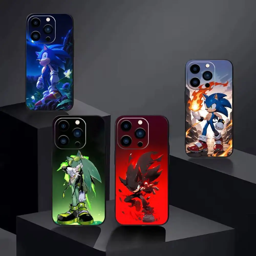 

Hedgehog Knuckles Phone Case For iPhone 17 16 15 14 13 12 Max Plus Silicone Black Cover