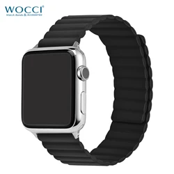 WOCCI Silicone Magnetic Watch Bands 20mm 22mm Watchstrap Black Bracelet Replacement Waterproof for Men and Women Quick Release