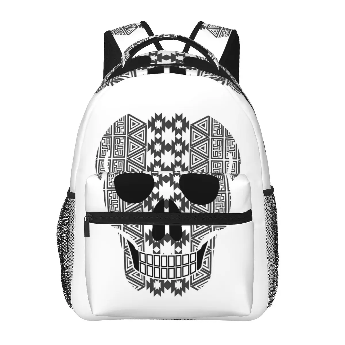 

Черные рюкзаки с ацтекским племенным черепом, сумка для книг для мальчиков и девочек, школьные сумки для студентов, детский рюкзак, сумка на плечо большой вместимости