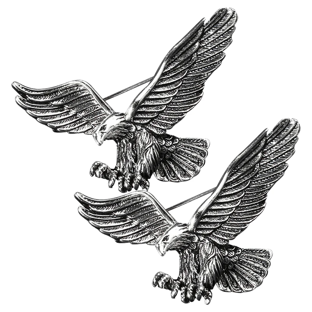 2 Pcs Jacket Eagle My Social Pin Brooch Women Clothes Lapel Man Backings