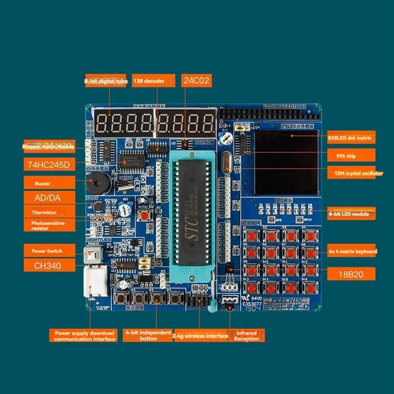 51 Single Chip Microcomputer Development Board 51 Development Board Learning Board STC89C52 Suite Minimum System