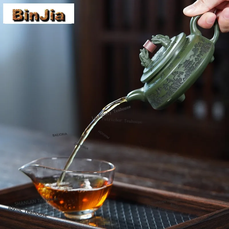 BAEJORIA 260ml Luxury Yixing Purple Clay Teapots Handmade Landscape Pot Raw Ore Green Mud Kettle With Infuser Chinese Zisha Tea
