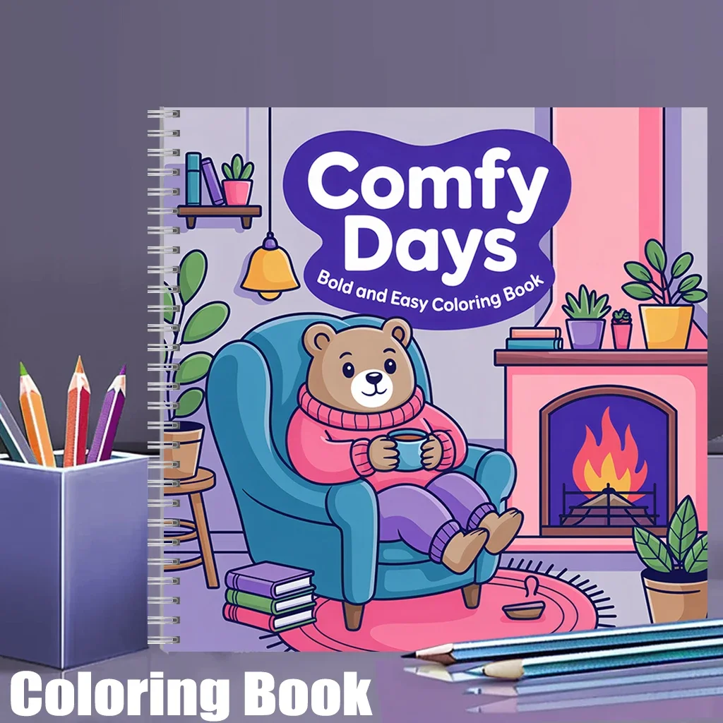 

Книга-раскраска Comfy Cutes Days для взрослых, подарок на день рождения, принадлежности для школы, книга для рисования для взрослых с милыми рисунками