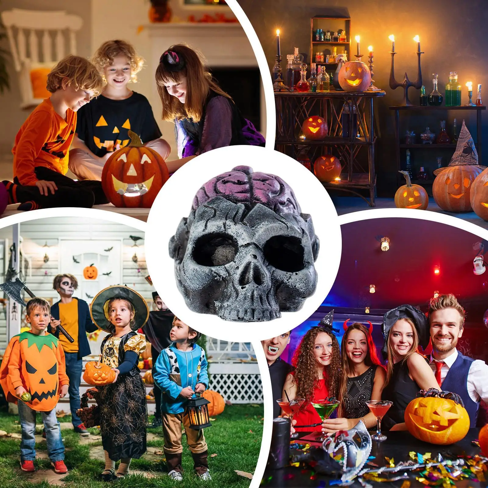 นกหวีดผีฮาโลวีนหัวโครงกระดูกตกแต่งการออกแบบสมองน่ากลัวเล่นตลกเครื่องมือเตือนสำหรับเยาวชนอุปกรณ์ประกอบฉากภาพถ่ายตั้งแคมป์เดินป่ากลางคืน