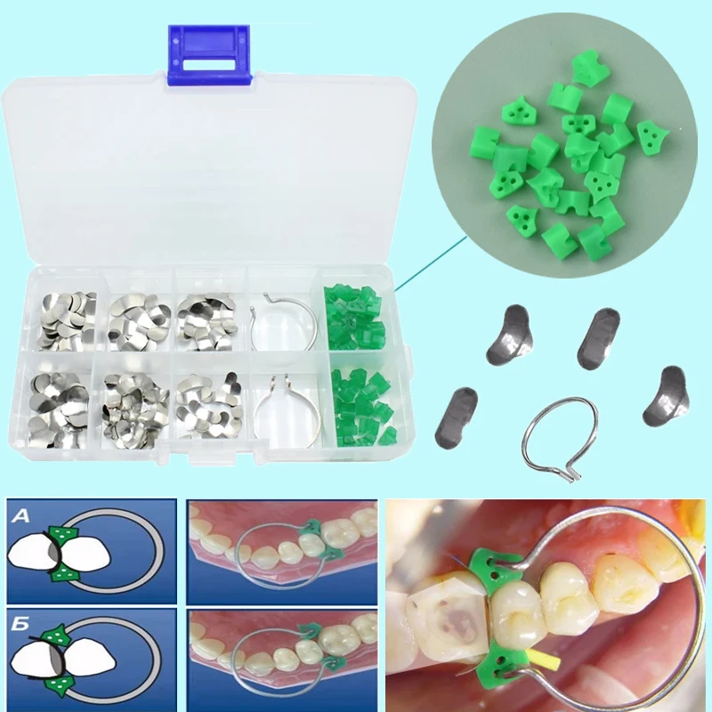 

100Pcs/box Dental Sectional Contoured Matrices Matrix Ring Delta Wedges Dentistry Matriz Materials Teeth Orthodontic Forming