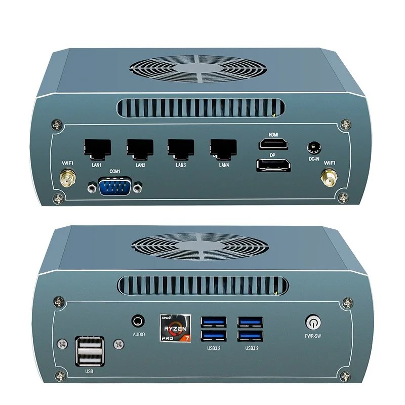 Topton Solid FU04 جدار الحماية كمبيوتر صغير AMD R5 8645HS 7535U 4*2.5G LAN 2 * DDR5 2 * NVMe ألعاب كمبيوتر صغير Proxmox رؤية الآلة