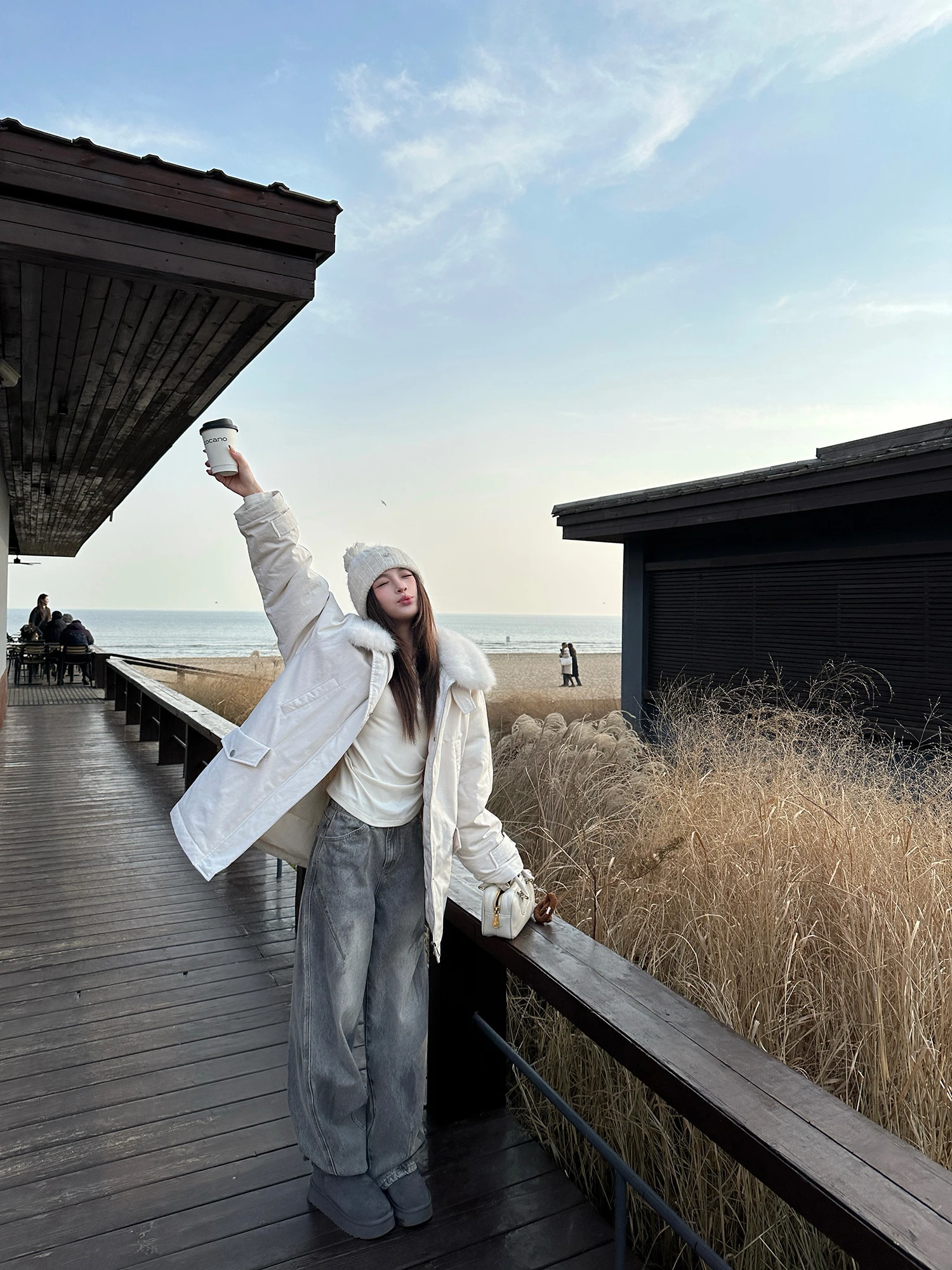 

Retro Waed Faded Denim Jeans Wide Leg Fem Low Waist Cotton Zipper Winter Youth No Stretch Goo Goo Eyes Commute Sle