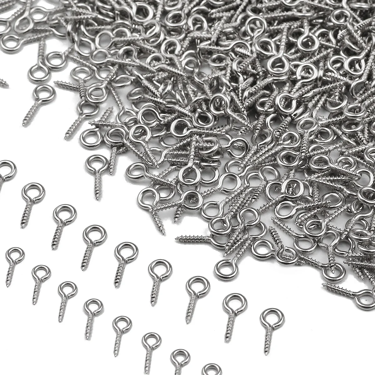 100pcs 8/10/12mm Stainless steel Sheep Eyes Nail Screw Tiny Mini Eye Pins Hooks Eyelets for Bead making kit DIY Jewelry Pendant