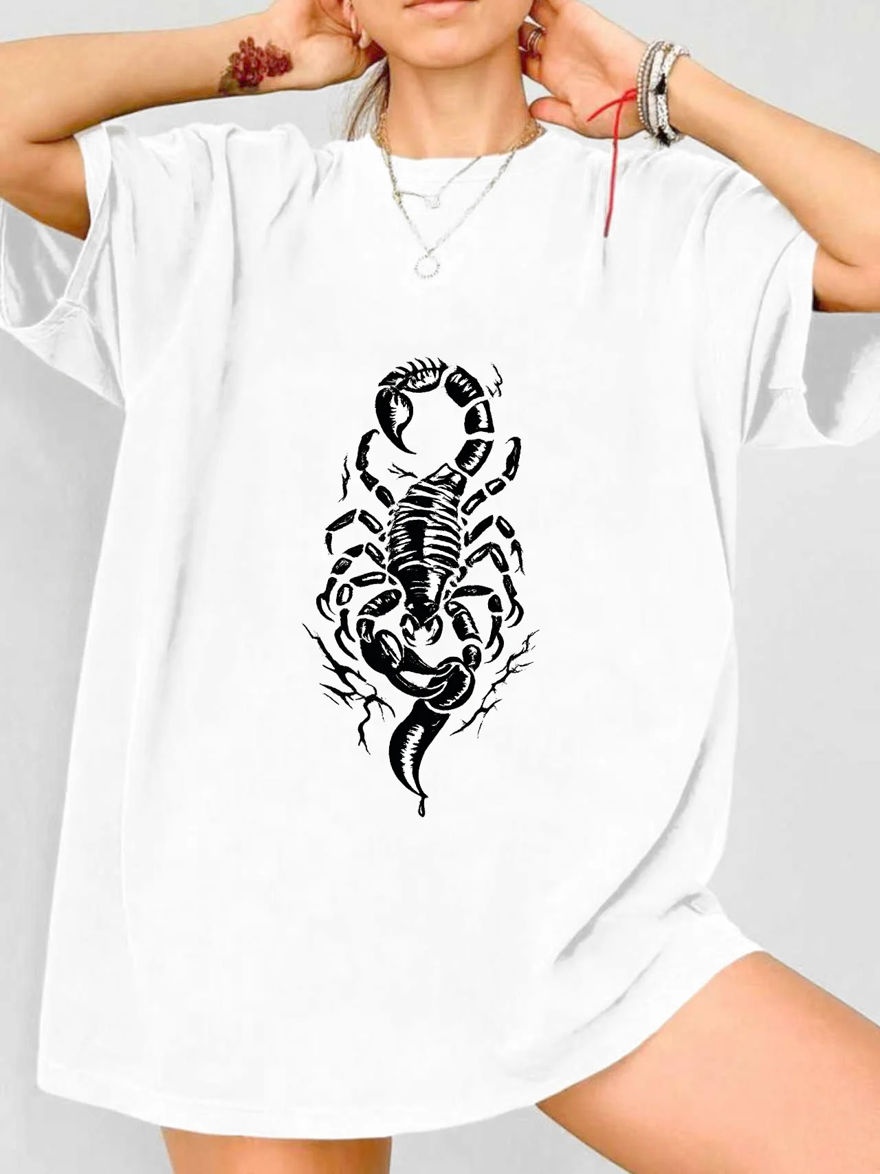 

【WDS0099】Plus size women's round neck short sleeve T-shirt with elastic half sleeves and trendy prints