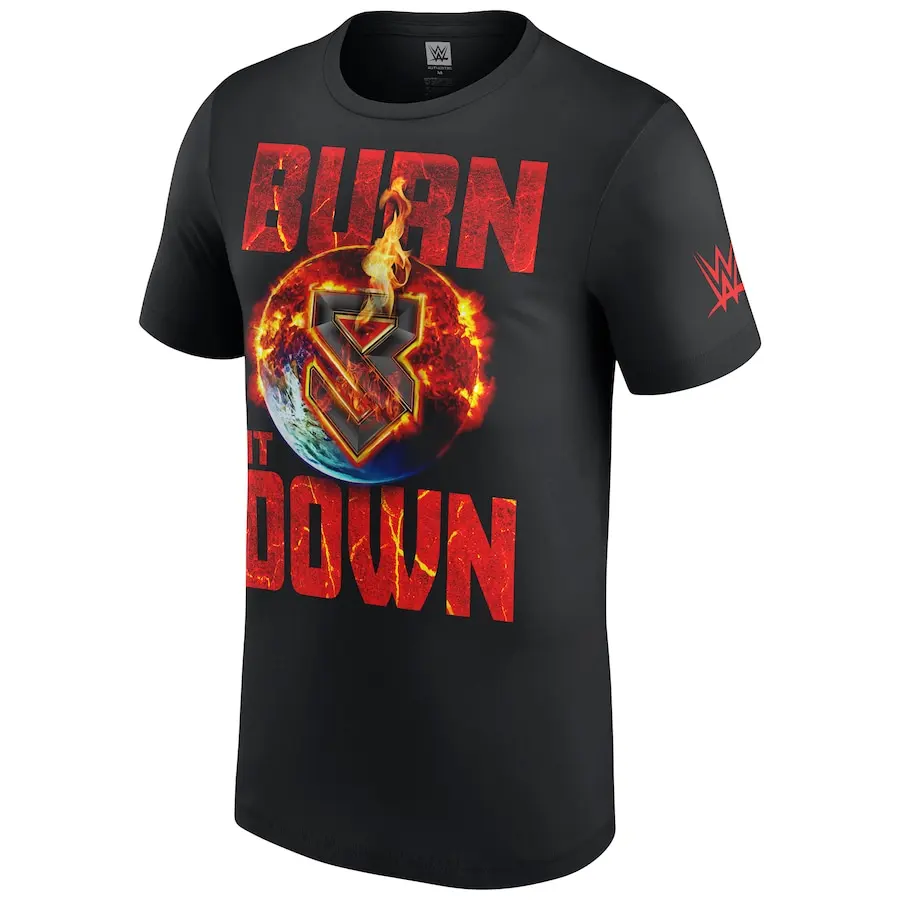 

Men's Black Seth Rollins Burn It Down T-Shirt Simple Stylish Loose Sweat Absorbing Breathable Suitable For Outdoor Sports