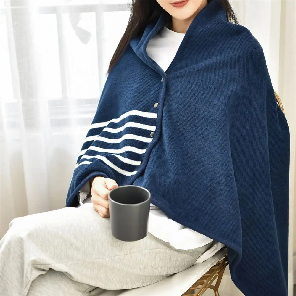 

140*100cm Soft Thicken Flannel Blanket Shawl Warm Cape Stripe Warm Shawl Cloak Wearable Scarf Women Bedroom