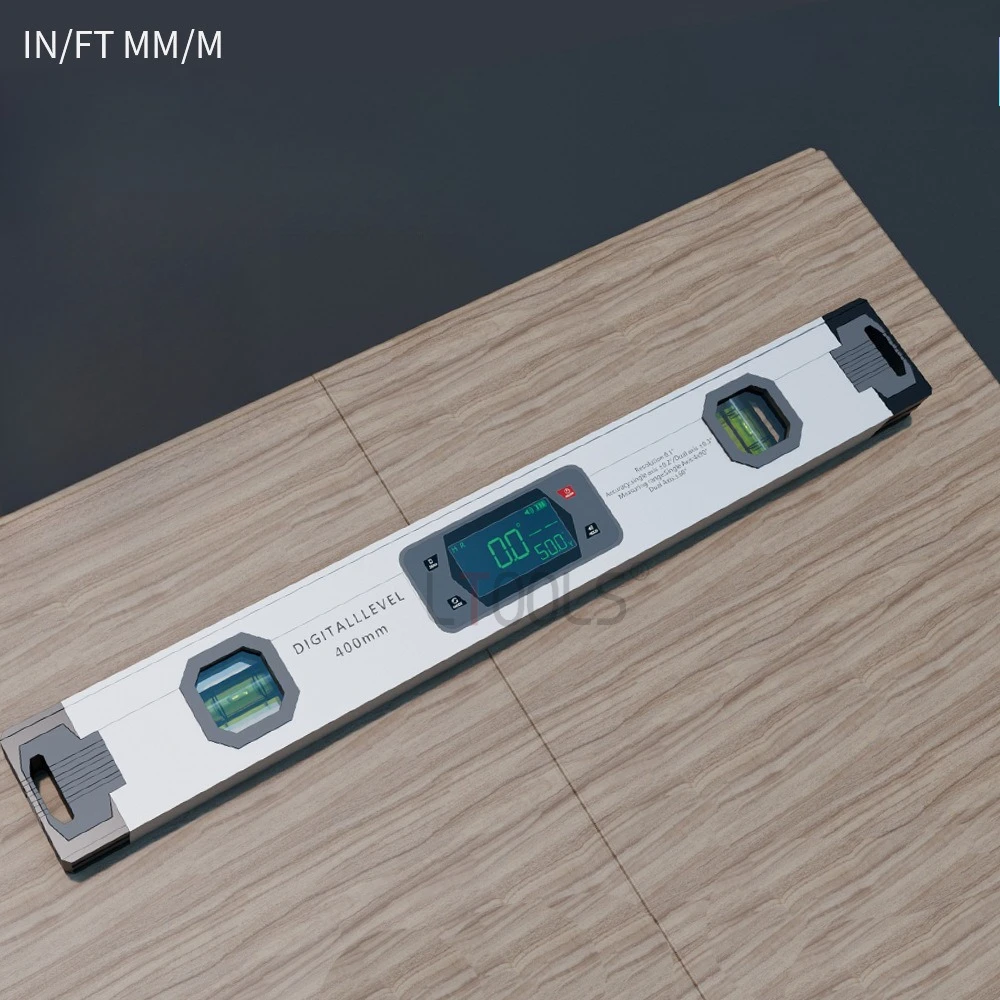 

400mm Electronic Digital Dual Axis Level Ruler Multi Functional Aluminum Alloy Angle Meter Slope Ruler with Buzzing Sound 1 Pcs