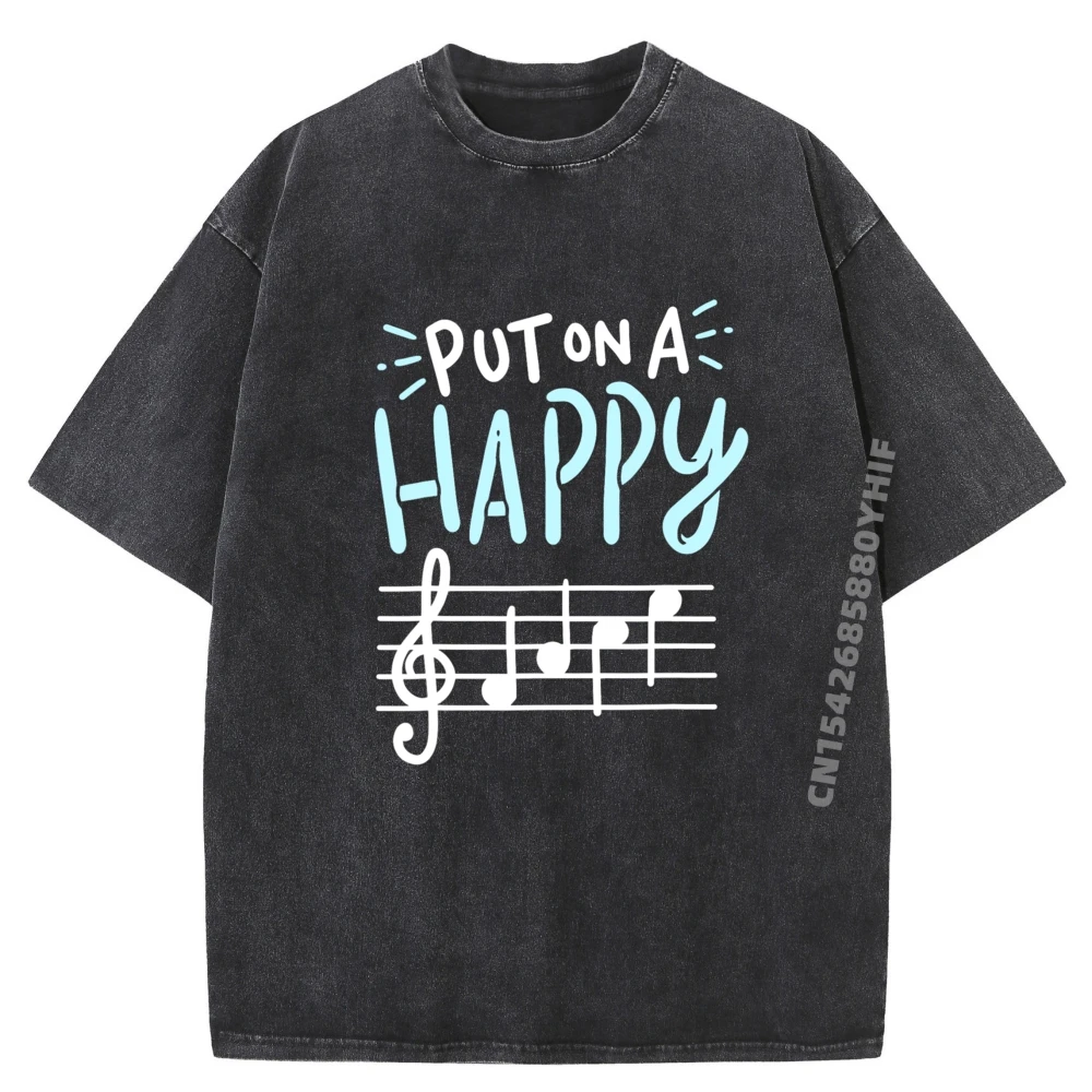 

Мужская стираная рубашка надеть счастливым лицом, музыкальная забавная футболка с рисунком учителя музыки, одежда унисекс, винтажный стиль