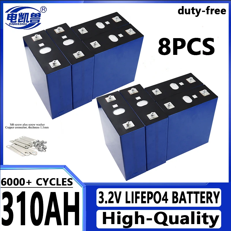 

8pcs LiFePO4 3.2V 310Ah Battery DIY12V 24V 48V Suitable for Golf Cart Marine Solar System Rechargeable Cells