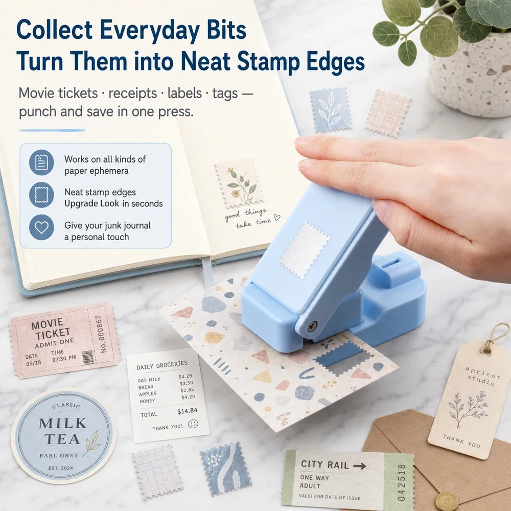 1x0,8 Zoll Briefmarken-Kantenstanzer, stapelbare Bastelstanzer mit präzisem Ausstanzdesign für Scrapbooking und Kartenherstellung – Detail 4