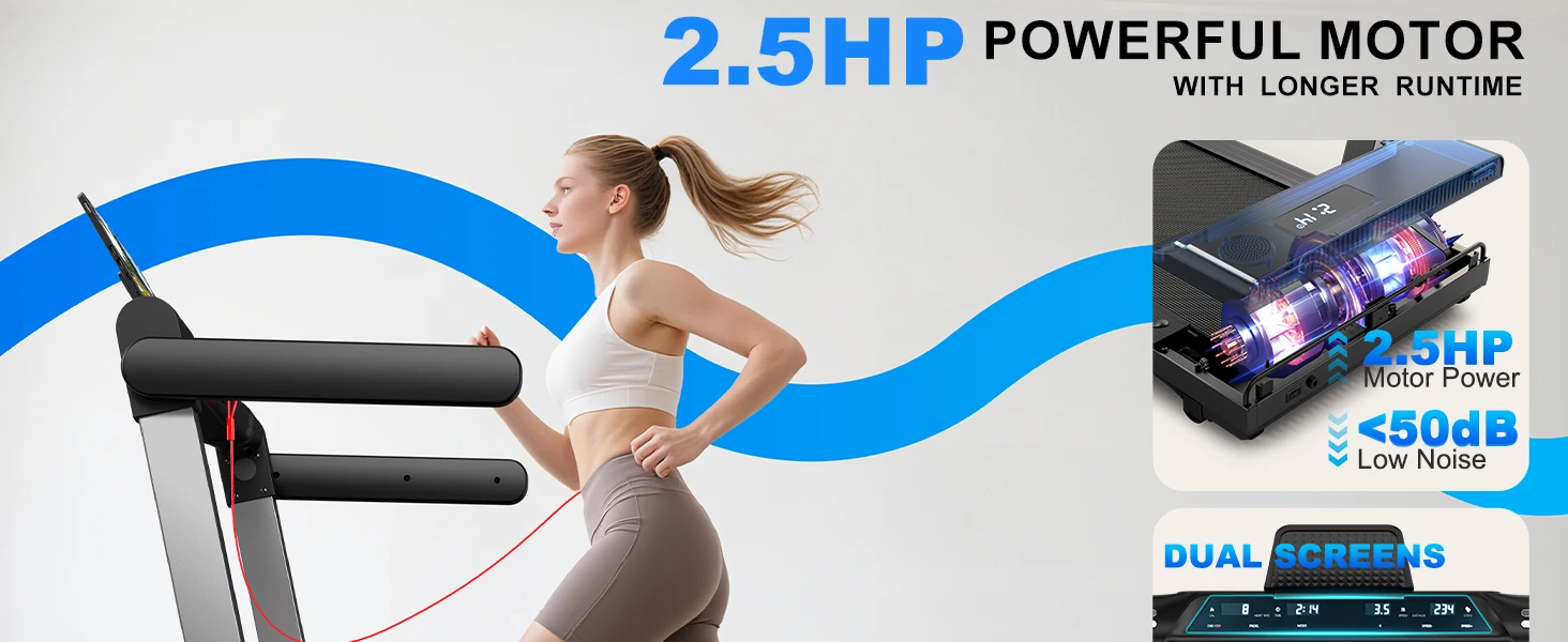 3-in-1 Klappbares Laufband 2,5 PS Geräuscharmer Motor Bluetooth-Lautsprecher 12km/h 12 Programme Dual-LED Heim- und Büro-Fitnessgerät – Detail 1