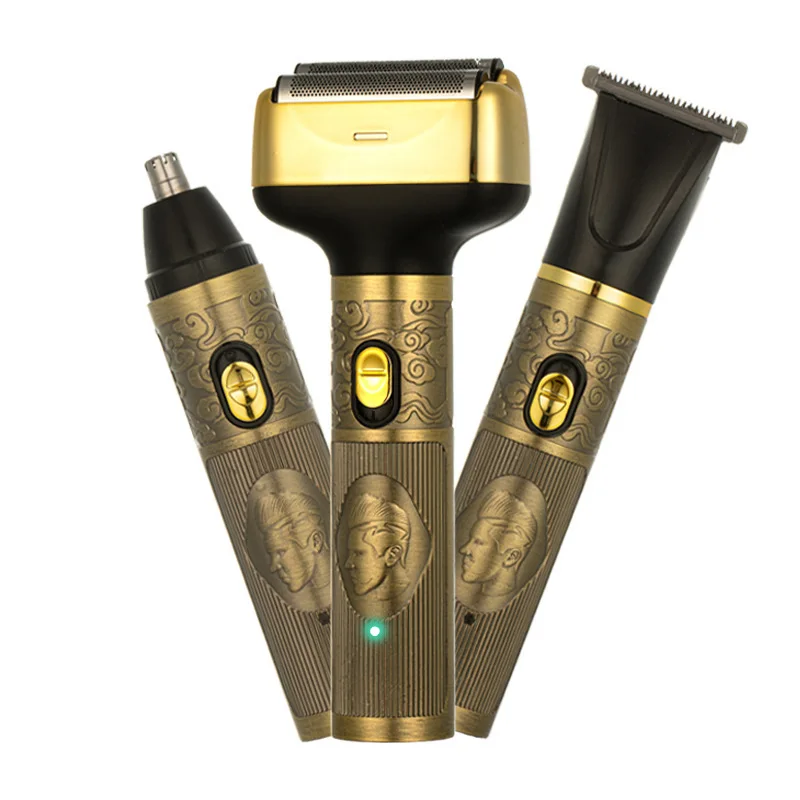 

3 In 1 Gold Electric Man Shaver, Body Hair Removal Epilator, Painless Cordless Trimmer Razor Gifts For Women