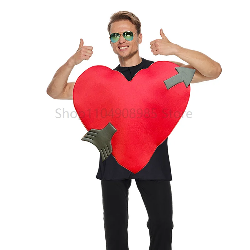 

Unisex Funny Red Heart Fancy Dress Up Adult Valentine's Day Stage Performance Love Heart Costume Economic