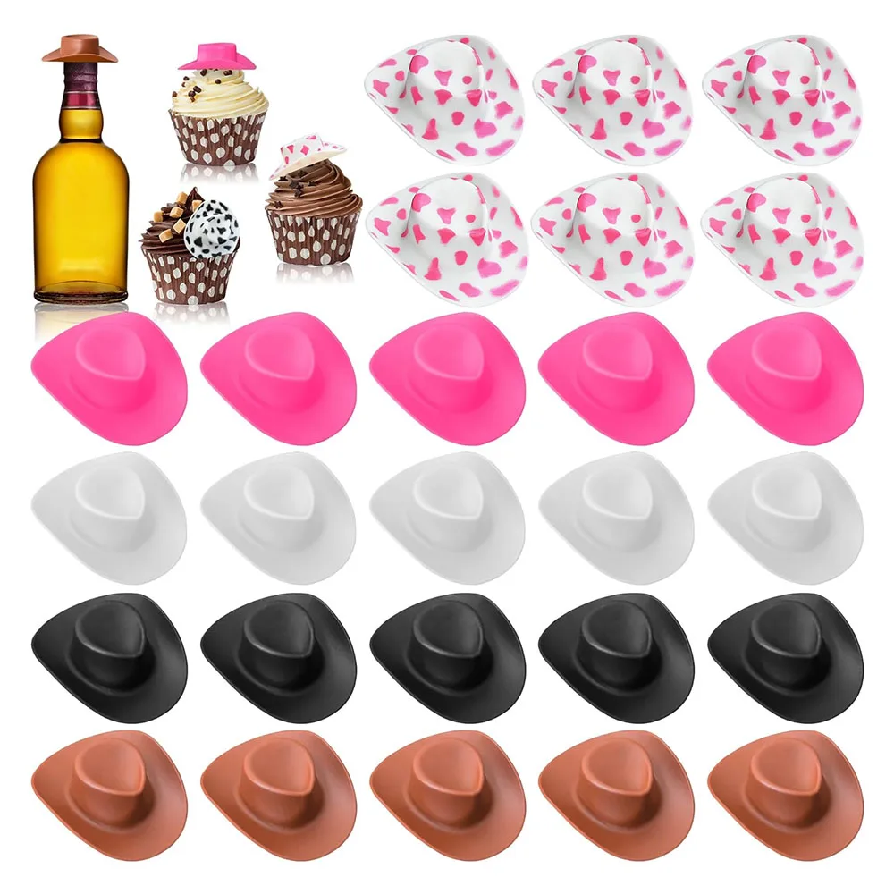 16PCS Mini Cowboy Hats Bachelorette Party Favors Birthday Wedding Doll Accessories Aesthetic Western Doll Hats Shooter Toppers