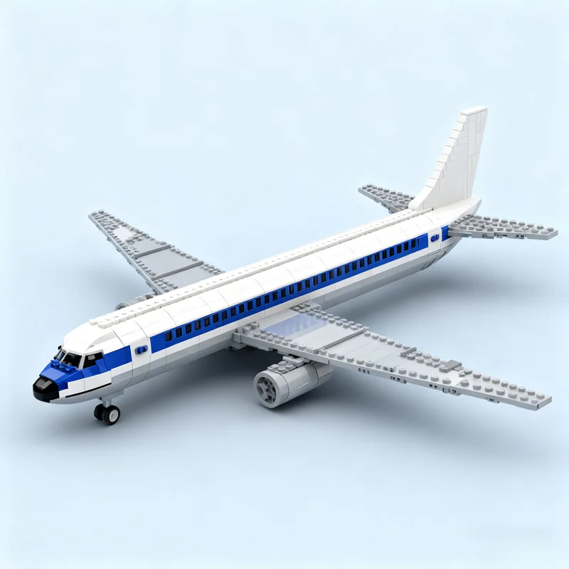 1444pcs MOC City Airport Studglas SC-8-61 (Douglas DC-8-61) Model Christmas Gift DIY Decorative Home Accent Tabletop Display