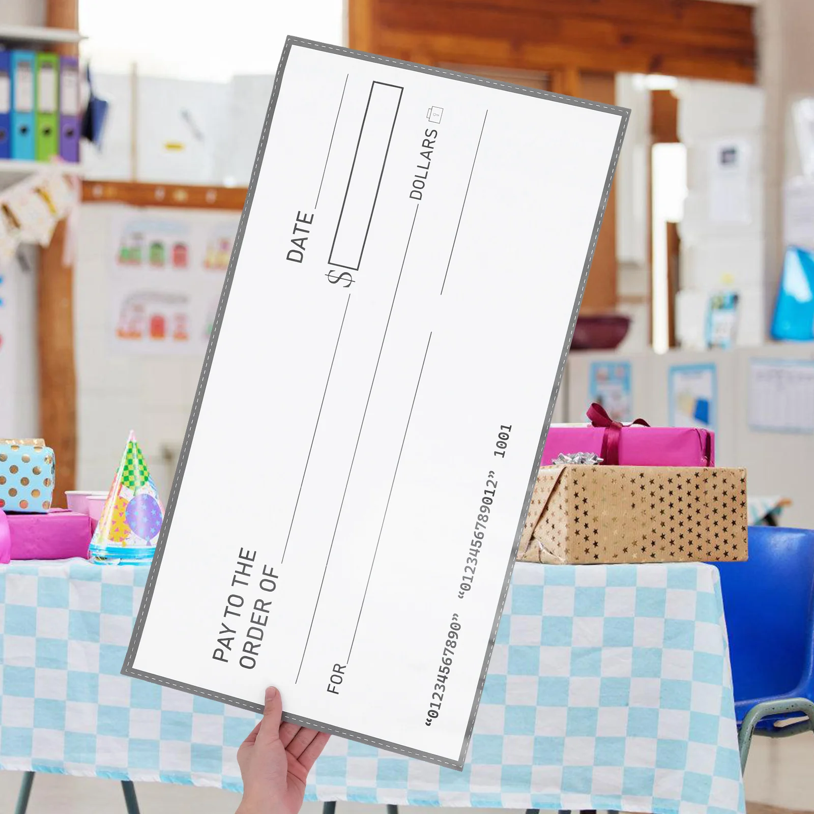 

Giant Fake Check Large Waterproof Dry Erase Checks for Presentations Parties Charity Donations Blank Paper Giant Size Reusable